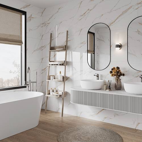 Calacatta Sharp Gold Керамогранит белый 60х120 Полированный