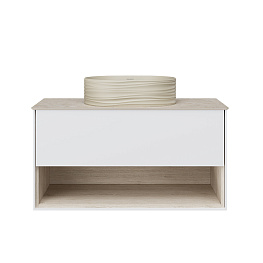 Тумба Plaza Modern/Плаза Модерн подвесная 100 белый 1 ящик + полка